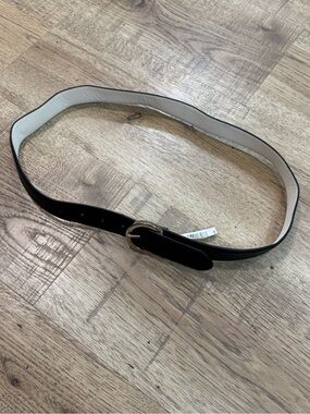 Steve Madden Black Belt with Silver Oval Buckle